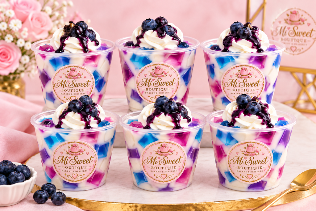 Gelatina Mosaico vasitos azul y morado