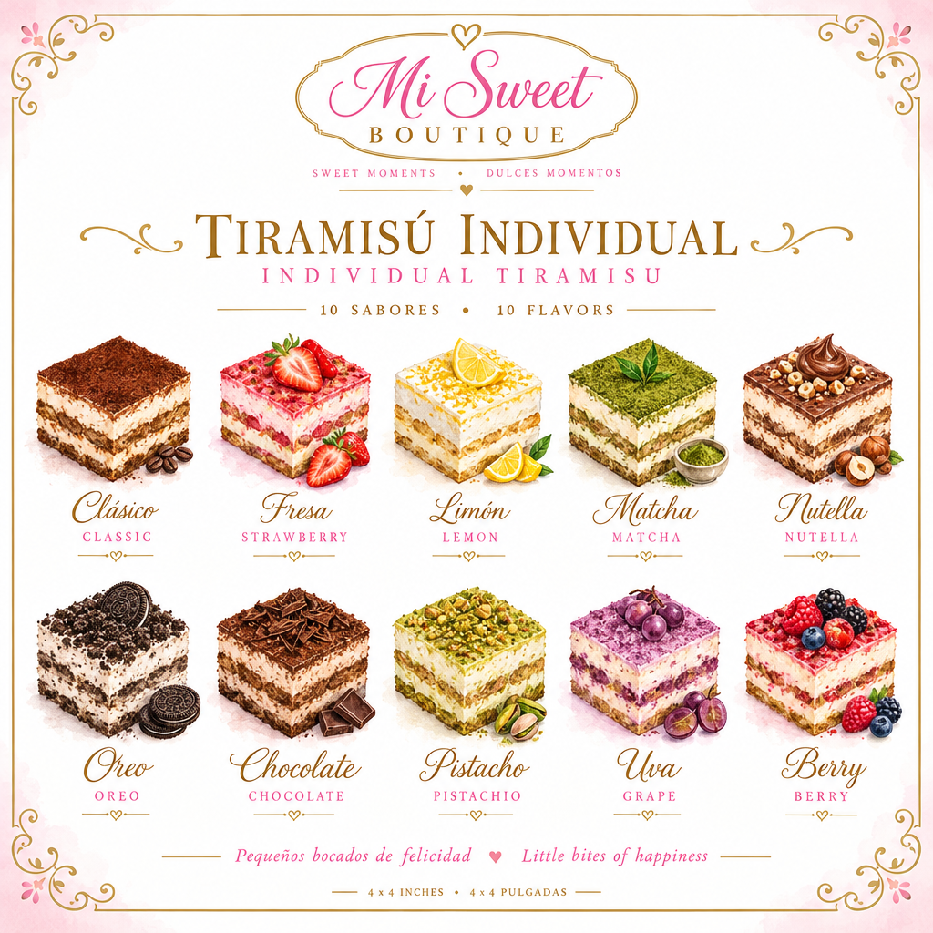 Tiramisú Individual - 10 sabores Mi Sweet Boutique