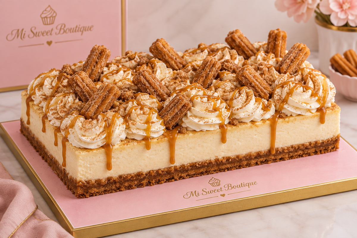 Churro Cheesecake completo decorado 13x15 pulgadas