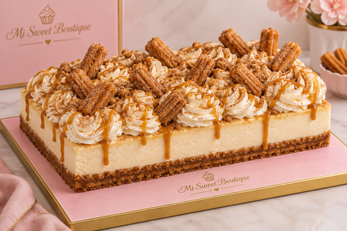 Churro Cheesecake completo decorado 13x15 pulgadas
