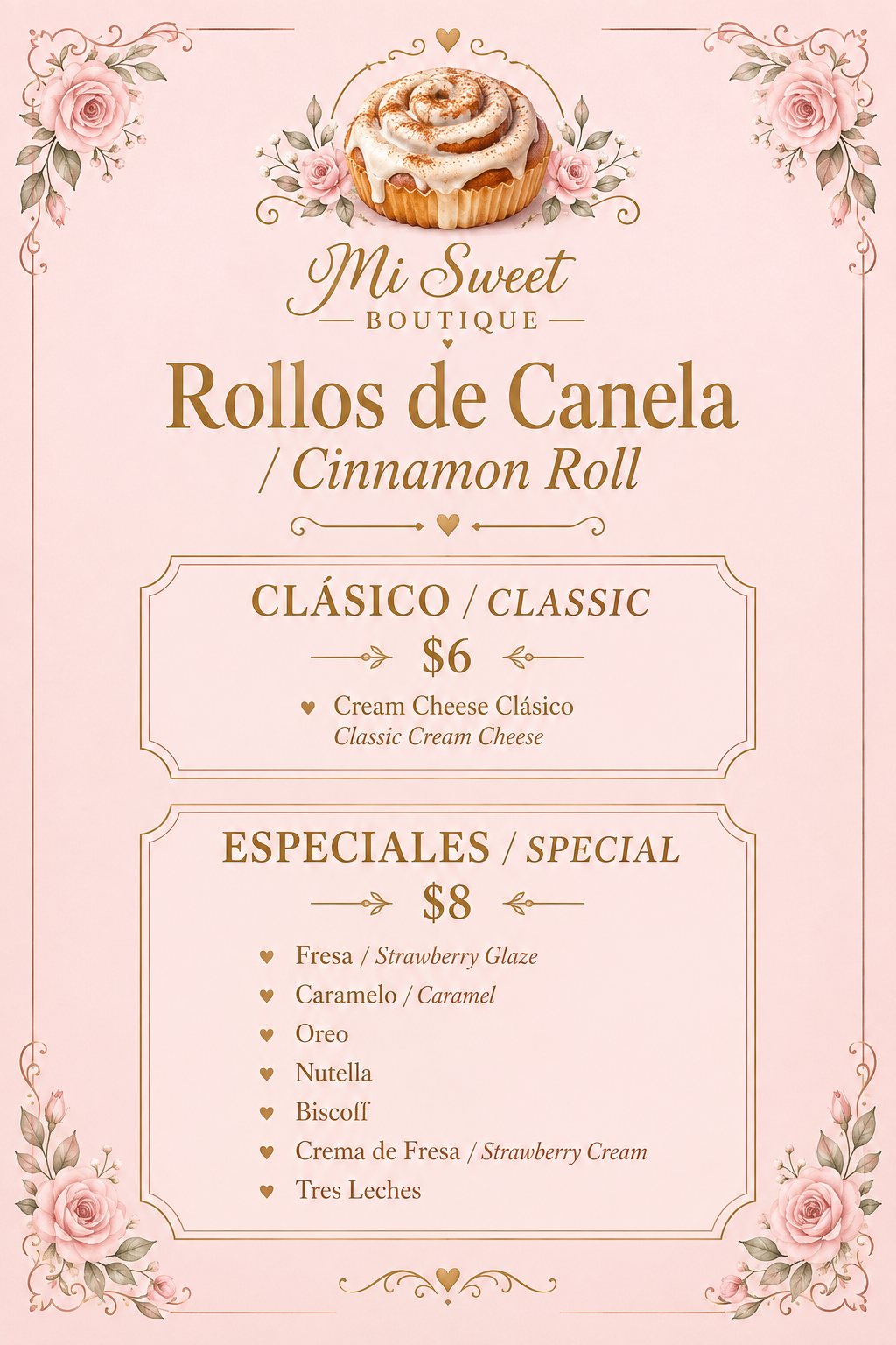 Menú Rollos de Canela