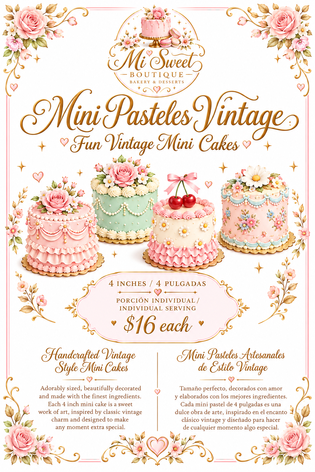Mini Pasteles Vintage $16