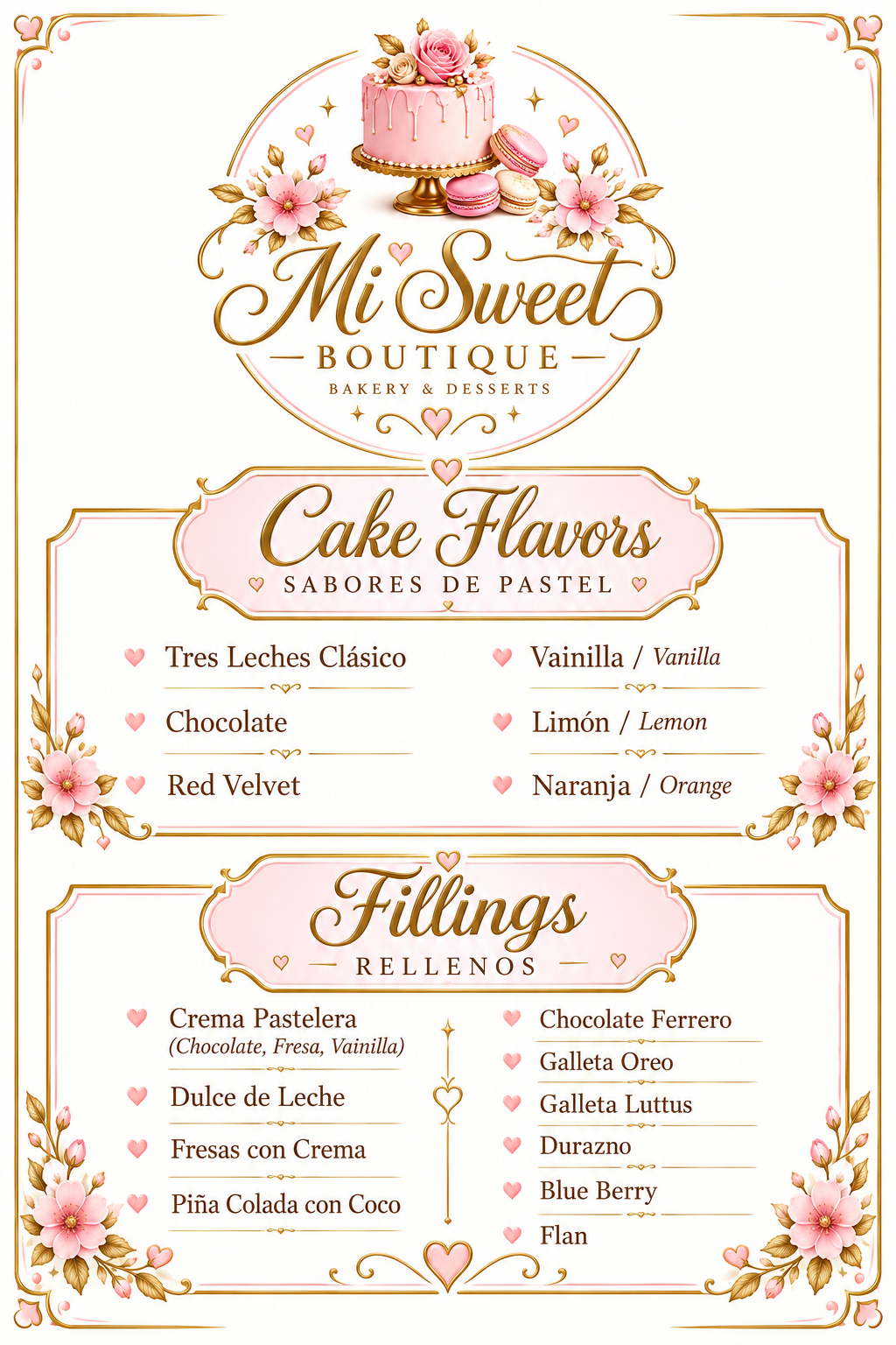 Sabores y Rellenos - Mi Sweet Boutique